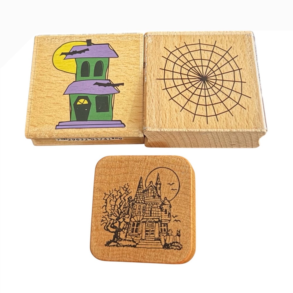 Halloween Theme Rubber Stamps Lot of 3 Studio G Co-Motion Kolette Hall Spooky